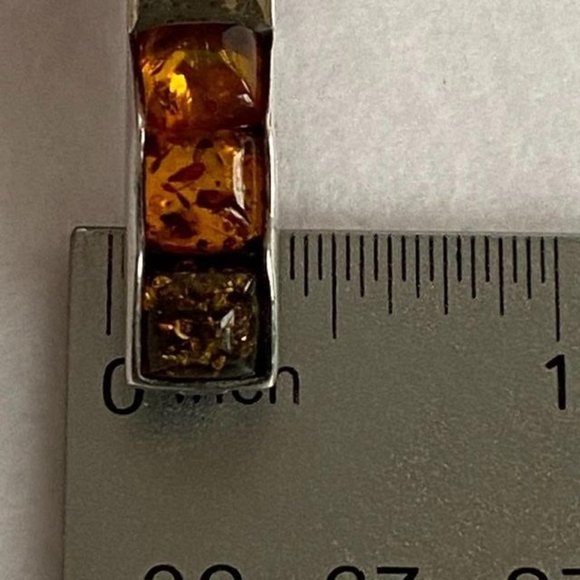 VTG Sterling Baltic Amber Multicolored Bar Brooch - Picture 11 of 15